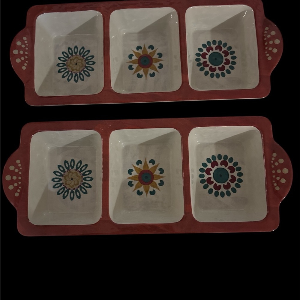 Red and White Serving Trays